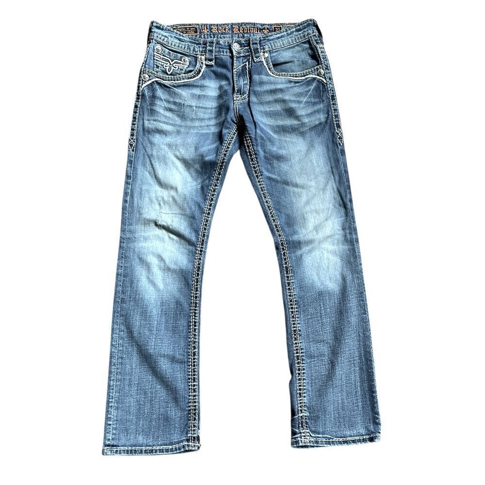 ROCK REVIVAL Julian Relaxed Straight Jeans Size 31